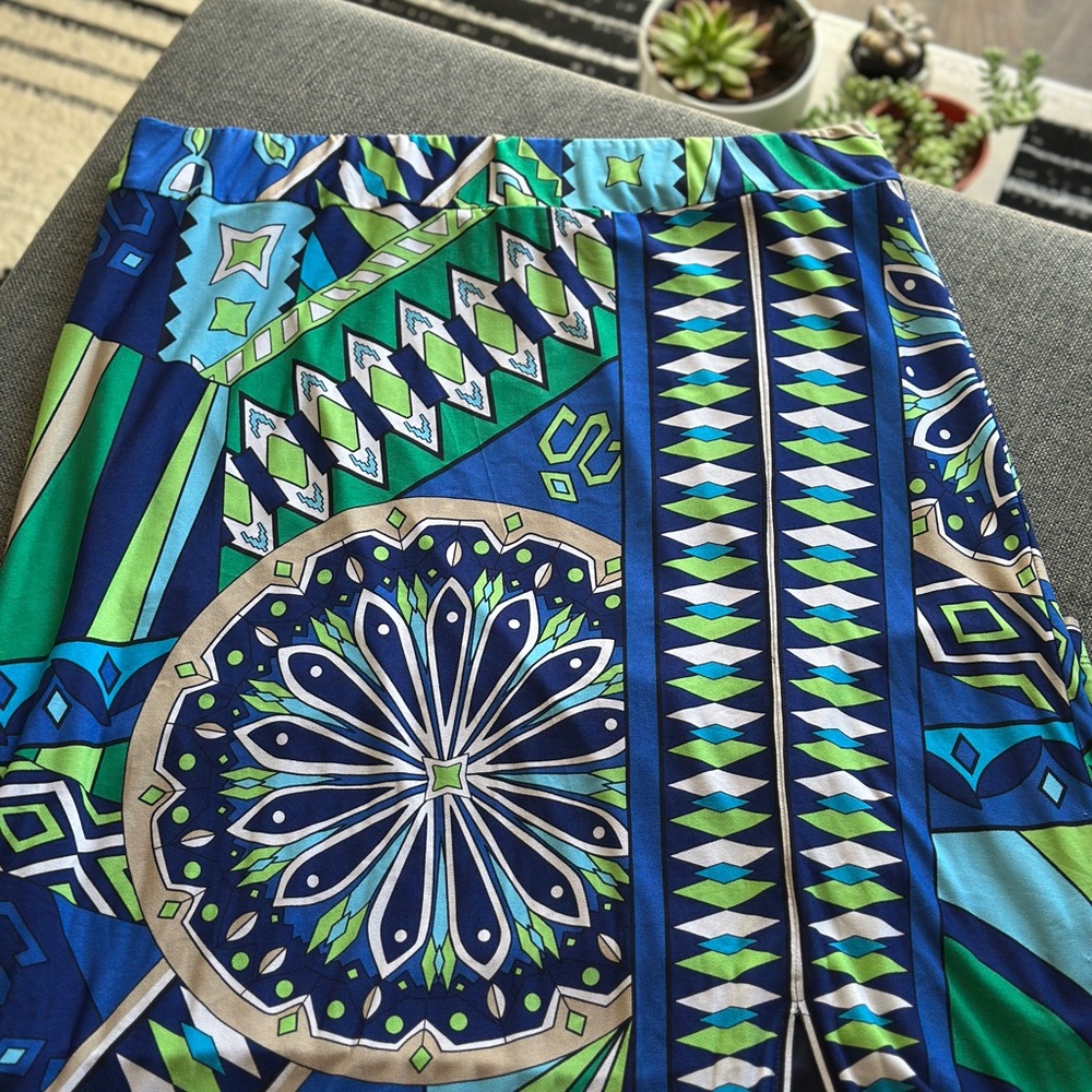Chico's Vibrant Blue and Green Maxi Skirt - Picture 7 of 9